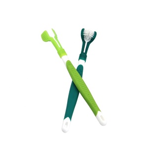 Wholesale 2 in 1 pet dental care <b>Cleaning</b> Three Heads Durable & Soft 3d pet toothbrush for cat dogs - Product Image 2