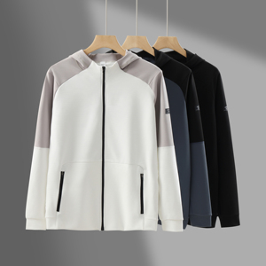 เสื้อแจ็คเก็ตออกกำลังกายแบบมีฮู้ดสำหรับผู้ชาย ดีไซน์สีสันตัดกัน ทันสมัย ระบายอากาศได้ดี คุณภาพพรีเมียม ขายส่งจากโรงงาน มีหลายสีให้เลือก - Product Image 1