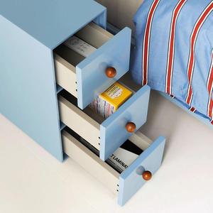 Red White Solid Wood <b>Narrow</b> Nightstand With <b>Storage</b> For Bedroom - Product Image 3