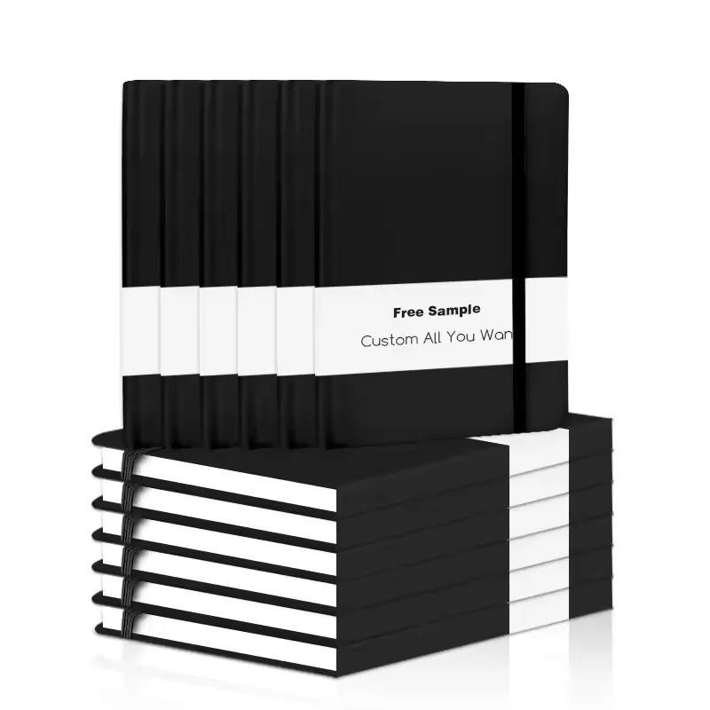 Personalised Logo A4 A5 A6 Notebook Custom Business Universal Print Paper Band Hardcover PU Leather Notebook with Elastic