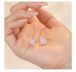 925 <b>Sterling</b> <b>Silver</b> Clover Fashion <b>Earrings</b> Colorful Clover Cubic Zirconia <b>Stud</b> Sweet Fine Jewelry Gift For Women And Girls - Product Image 3
