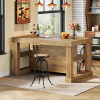 Table de bar Tribesigns de 55 pouces avec étagères de rangement, table de salle à manger haute pour cuisine, unité de bar rectangulaire en bois pour la maison