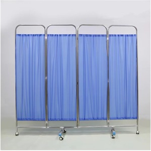 Xufeng Medical Four <b>Fold</b> <b>Screen</b> 180x200mm Blue Hospital Partition With Wheels For Clinic Use - Product Image 1