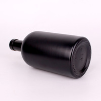 200ml 375ml 500ml 750ml 1000ml Bouteille de vodka en verre noir mat vide Bouteille de whisky d'alcool ronde avec bouche en liège Botella De Licor