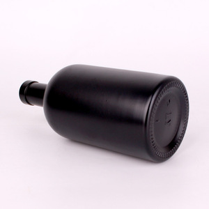 200ml 375ml 500ml 750ml 1000ml Botella De Vodka De vidrio negro mate vacía Botella De whisky De licor redonda con boca De corcho Botella De Licor - Product Image 6