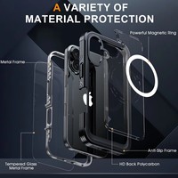 Étui pour iPhone 16 Pro Max avec verre trempé iPhones 15 Plus 16 Pro C sur étui de téléphone magnétique à double verre Accessoires 2024