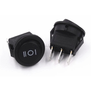 16mm çap küçük yuvarlak siyah 3 Pin 6A/125V 3A/250V SPDT ON-OFF-ON Rocker anahtarı Snap-in - Product Image 1