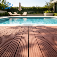 Planche de terrasse en WPC creuse 140x25mm, revêtement de sol composite bois-plastique pour jardin, patio, terrasse