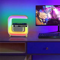 Soporte de carga inalámbrica rápida Mini altavoz Altavoz inalámbrico Carga Luces de despertador Altavoz en forma de G Mini Altavoz de escritorio