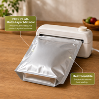 Heetverkopende zilveren aluminiumfolie stand-up pouches met ziplock sluiting, food grade, herbruikbaar, recycleerbaar, hitte-sealbaar, voedselverpakkingszakken