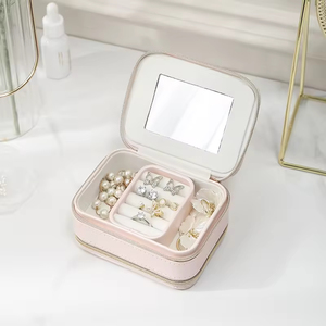 Petite boîte de rangement pour bijoux, étui à bijoux multifonctionnel, boîte de rangement pour bijoux de voyage avec miroir, étui à bagues pour femmes et cadeaux - Product Image 5