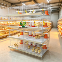 Cage à poulets galvanisée de type H à 4 niveaux avec système d'évacuation du fumier, équipement d'élevage de haute densité, grande résistance à la corrosion