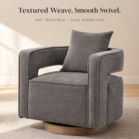 Fauteuil de relaxation pivotant moderne avec coussin, en tissu mélangé lin, pour salon, chambre, appartement, hall d'hôtel