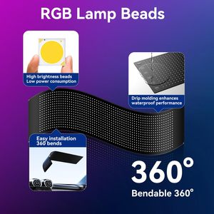 NEMGOME LED Sign For Car Devil Eyes Light Flexible <b>USB</b> 5V APP <b>Control</b> Programmable Scrolling Display Interior Upgrade - Product Image 5