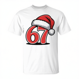 Six Seven 67 Meme Gen Slang Alpha Christmas Santa Hat T-shirt - Product Image 2