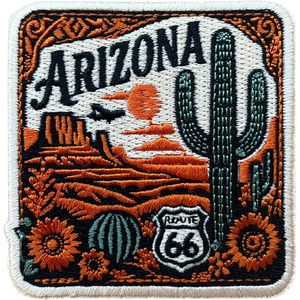 Custom Arizona Embroidery <b>Patch</b> 3 Inches Iron <b>On</b> <b>Sew</b> <b>On</b> Travel Applique Fabric <b>Patch</b> Route 66 Cactus Design - Product Image 1