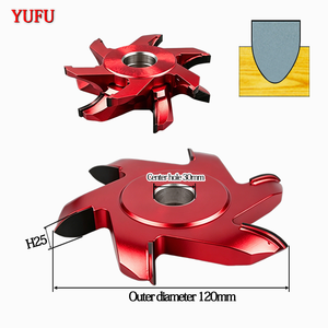 Fresa de carburo YUF de 6 dientes en V con orificio central de 30 mm y diámetro de 120 mm, recubrimiento rojo, HRC 65/70, juego de 2 cuchillas OEM - Product Image 2