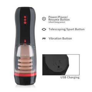 Fully Automatic Retractable Diamond Aircraft Cup Male Masturbator 5-Frequency Rotation 10-Frequency <b>Vibration</b> Real Sex Feel Anal - Product Image 3