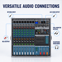 Table de mixage amplifiée 8 canaux EP-8ant 600W avec amplificateur de puissance 600W x2, étui de transport, égaliseur 6 bandes, 24 DSP, USB, Bluetooth, alimentation fantôme 48V pour scène live et église