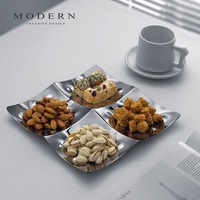 Europese Stijl Creatieve Lichte Luxe Snackplaat Delicate Eettafel Fruitblad Voor Feest Voor Snoepjes Gedroogde Vruchten Noten