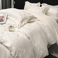Parure de lit quatre pièces en fibre de lyocell jacquard lavée, style luxe léger, draps en soie glacée ultra-doux, housse de couette, ensemble de literie 4 pièces