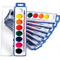 Ensemble de peinture aquarelle Kit de dessin professionnel 12/18/24/48 Palette de peinture à l'huile gâteau solide avec stylo pinceau pour salle de classe enfants école