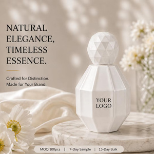 Customized Logo White Matte Floral <strong>Perfume</strong> 100ml EDP Geometric Faceted Bottle Long Lasting Eau De Parfum Private Label Spray - Product Image 3