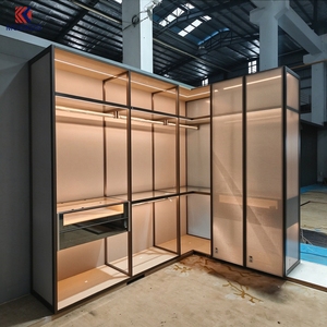 Armario de vestidor con puertas de vidrio, sistema de almacenamiento personalizado para dormitorio - Product Image 1