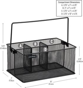 Organizador de Cubiertos Multiusos con Asa, Organizador de Mesa con Múltiples Compartimentos, Porta Utensilios de Malla Metálica Negra para Cocina - Product Image 4