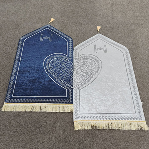 Textiles para el hogar forma de amor musulmán pareja regalo alfombra terciopelo cómodo suave felpa gruesa borla mezquita doble oración <span class=keywords><strong>Mat</strong></span> - Product Image 2