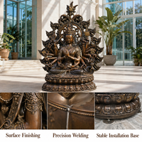Sculpture bouddhiste multi-bras en bronze, grand format, artisanat métallique extérieur, statue antique moulée à la main pour temple, jardin, musée