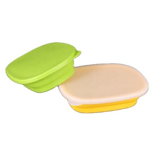 Free Sample 800ml 27oz Yellow Square Size BPA Free polyester <b>Collapsible</b> Camping Outdoor Kitchen <b>Bowl</b> With Lid - Product Image 5