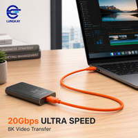 Kabel LUNG KAY OEM USB 3.2 Gen 2x2 20Gbps 240W PD 3.1 Video 8K Silikon Cair USB C ke USB C untuk Macbook SSD