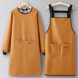 2024 nuevos monos de cuero PU, ropa de trabajo para el hogar de cocina para hombres, a prueba de aceite e impermeable, <span class=keywords><strong>delantal</strong></span> de cocinero joven - Product Image 1