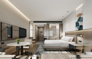 Custom <b>Cheap</b> Modern Business Hotel Queen King <b>Bed</b> Set Complete Guest Room Furniture With Bedding <b>Sofa</b> Office Chair Dining Table - Product Image 5
