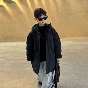 Vêtement pour enfants, veste à fermeture éclair imprimée unie, 90% duvet de canard blanc, hiver 2025, manteau à capuche pour garçons, coupe classique - Product Image 3