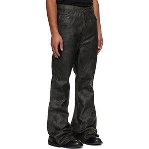 Black Waxed Wide Leg Y2k Baggy <strong>Jeans</strong> <strong>Men</strong> Stacked Denim Pants <strong>High</strong> Quality Fashion <strong>Jeans</strong> <strong>Men</strong> Wholesale Bulk <strong>Jeans</strong> Manufacturer - Product Image 1