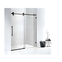 Porte de douche coulissante sur rail en verre sans cadre de luxe personnalisée en SUS304 avec grandes roulettes, en verre trempé de 8 mm pour hôtel ou villa
