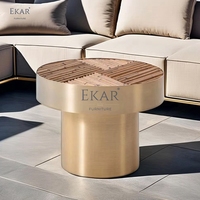 Table basse ovale au design moderne et élégant Base en acier durable Table d'appoint en bois MDF Salon Salle à manger Maison Villa Table à thé parfaite