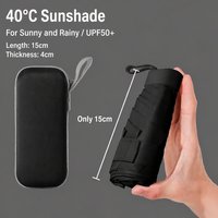 Parapluie de poche mini 5 plis avec étui, protection UV UPF 50+, léger, compact, parasol de voyage, parapluie personnalisé avec logo