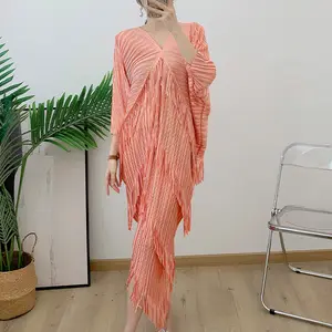 Abito elegante di alta qualità 2023 estate Miyake abbigliamento pieghettato abito nappa in poliestere donna abiti Casual tessuto naturale adulti