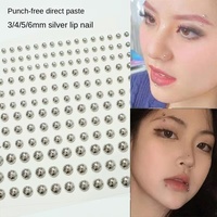 Hot Girl Lip Studs Acrylique Argent Hémisphère Perles Diamant Patch Visage Sourcils Goujons Électroplaqué Métallique Couleur Imprimé Autocollant