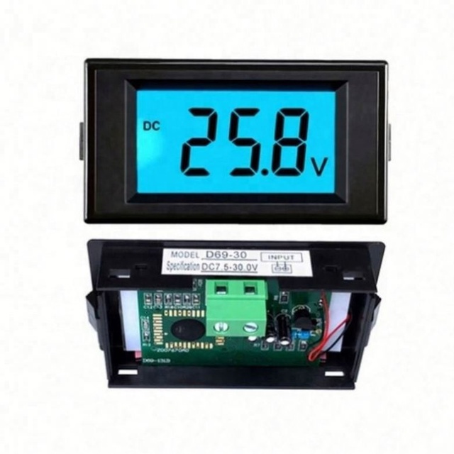 D69-30 DC7.5-30V DC Digital Display Voltmeter Digital Meter Head LCD Display Two Lines