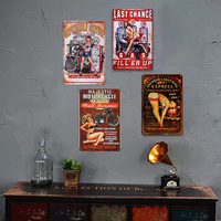 Ensemble de plaques métalliques vintage Pin-up Girl pour moto, décoration murale rétro pour garage, bar, atelier de réparation automobile, idée cadeau pour motard