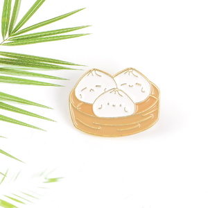 Broche de aleación con diseño de pequeño bollo al vapor de dibujos animados, pin de esmalte suave, precio de fábrica al por mayor, en stock - Product Image 3