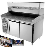 Table de préparation pour pizza HaiYao de style européen, 380L, avec refroidisseur d'air, en acier inoxydable