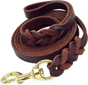 Weiche K9 und robuste laufende echte Leder Premium Pet Leash Lead Training und Walking Strap Geflochtene Hunde leine