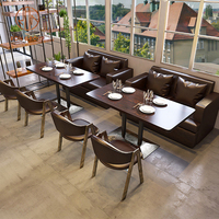 Meubles classiques de restaurant d'hôtel tables et chaises en bois massif canapé en cuir personnalisé siège de stand meubles de café