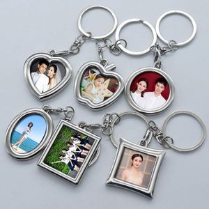 Fashion Heart Shape Zinc Alloy Silver Metal Light <b>Keychain</b> UV Printing <b>Photo</b> Frame Promotion DIY Gifts - Product Image 2
