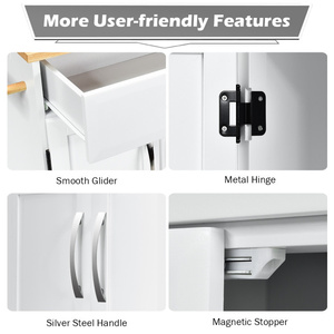 Modern DB Rolling Kitchen Island <b>Cart</b> with Smooth Lockable Wheels and Rubber <b>Wood</b> Top - Product Image 5